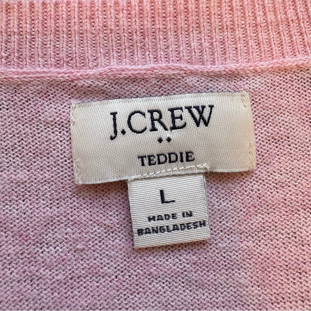J Crew Light Pink Teddie Sweater Lightweight Long Sleeves Closet Staple - Large - Picture 9 of 9
